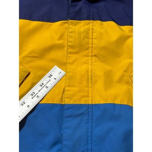 Kids Burton Snowboard Jacket Size L Colorblock Green Blue Yellow Navy Hooded ski - Picture 4 of 7